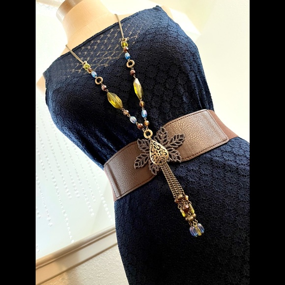 EUC S Navy Blue Lace Elegant 90s Vintage Maxi Dress - Picture 6 of 10